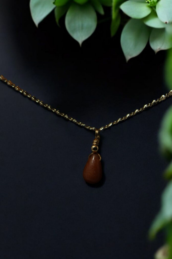 Jasper naranja con cadena de oro laminado - Imagen 2