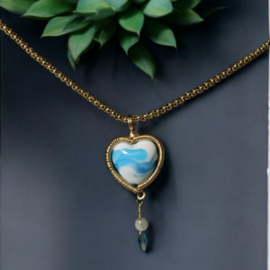 Corazón de Murano celeste y blanco