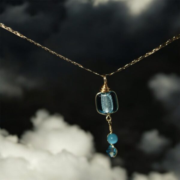 Murano Celeste con Lamina Plateada