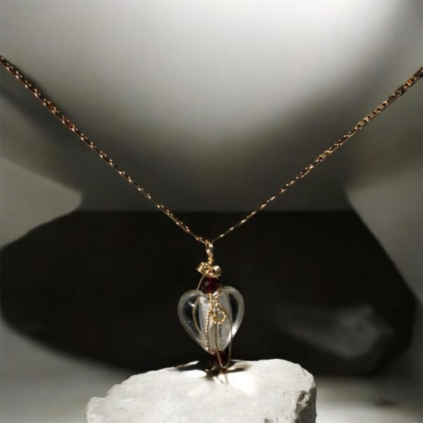 Corazón de Murano con Lámina Plateada y Cadena en Laminado de Oro - Imagen 2