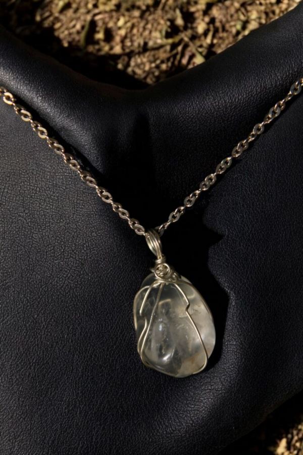 Cuarzo cristal en cadena de plata 9.25 - Imagen 2