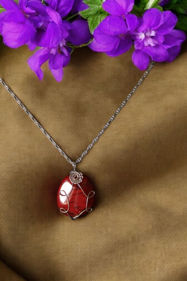 Jasper rojo cadena de plata 9.25