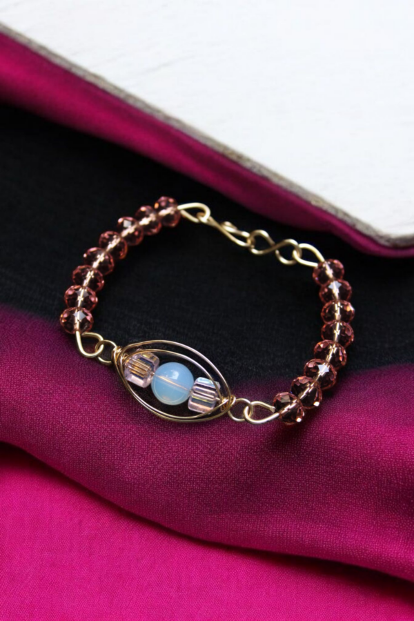 Pulsera de Piedra Lunar y Cristal Rosa - Imagen 2