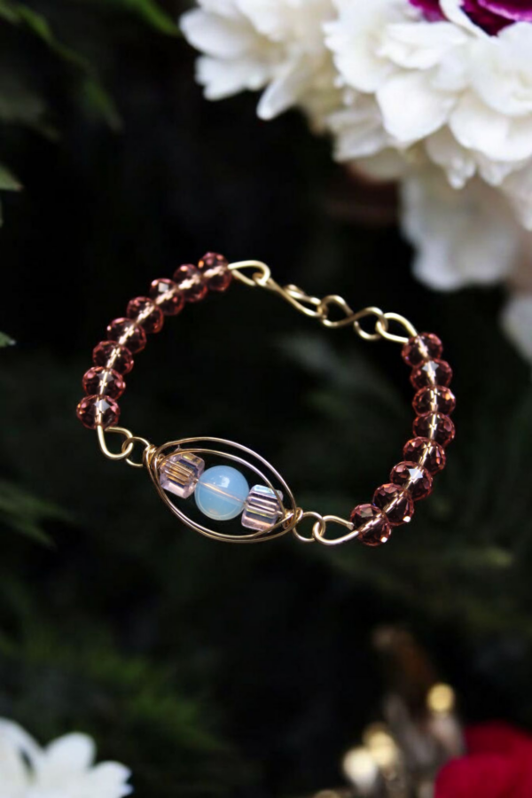 Pulsera de Piedra Lunar y Cristal Rosa