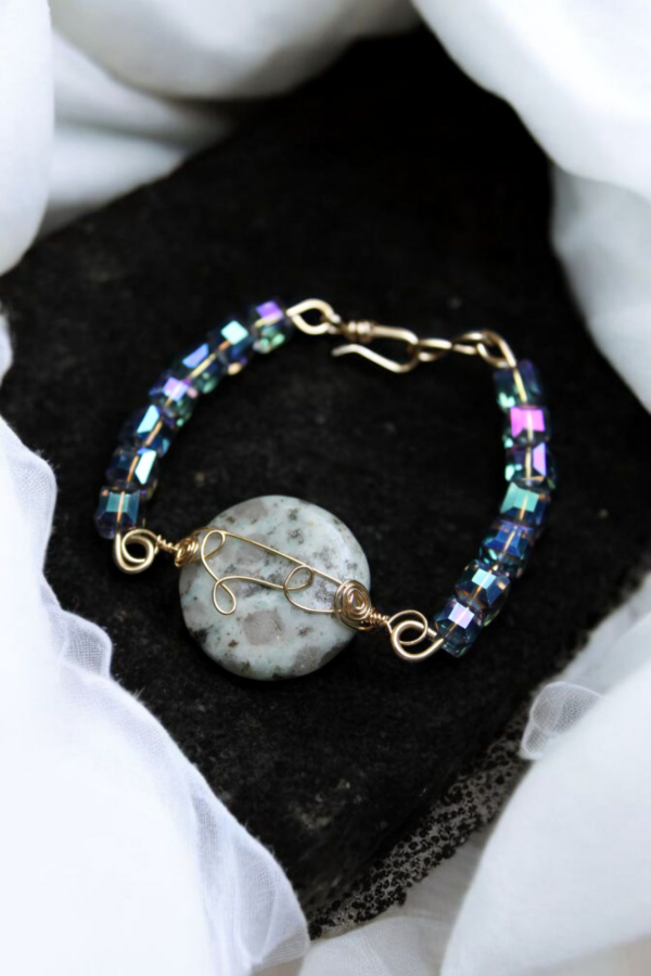 Pulsera de Jasper Sésamo y Cristal - Imagen 2