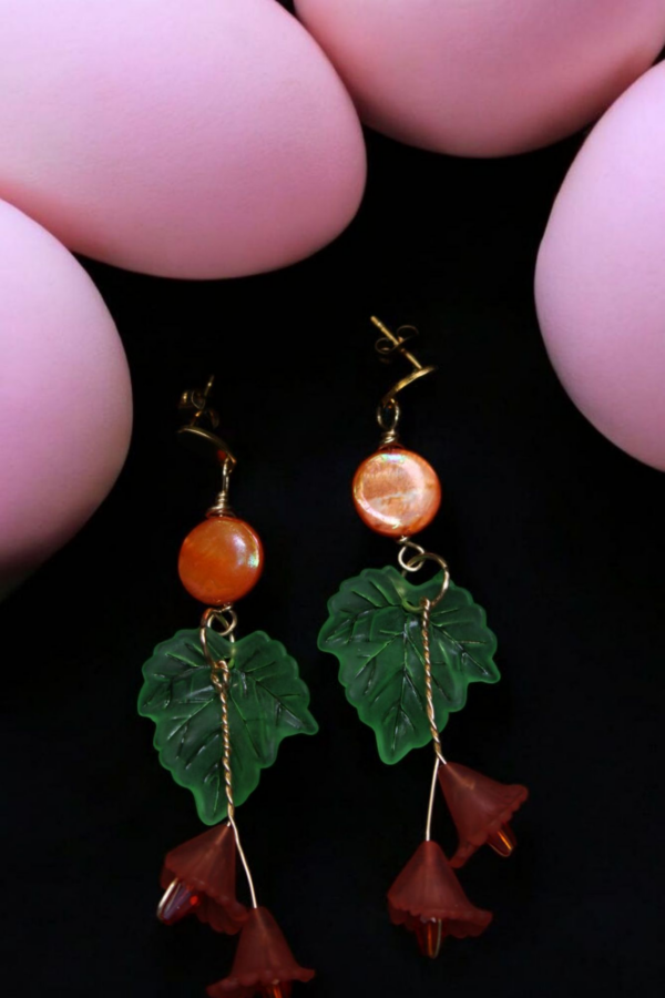 Aretes Concha Nácar Naranja - Imagen 2