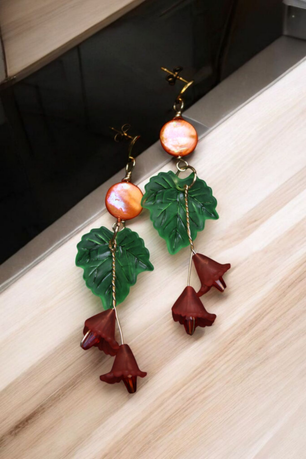 Aretes Concha Nácar Naranja