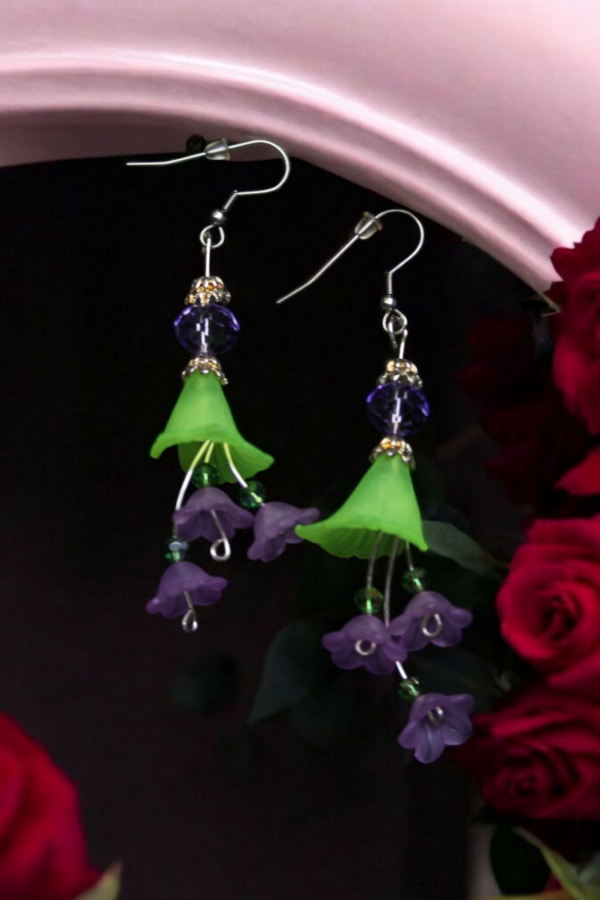 Aretes flor verde