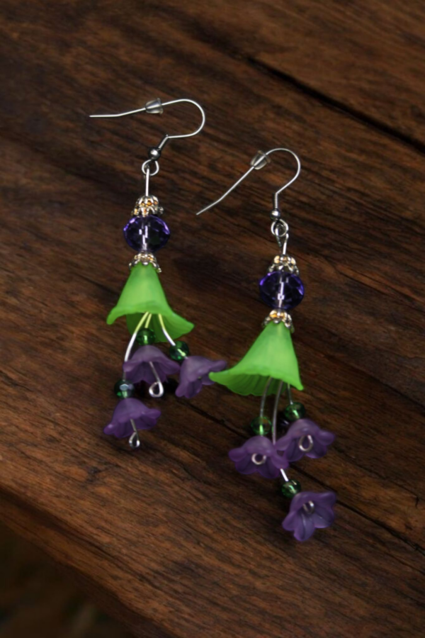 Aretes flor verde - Imagen 2