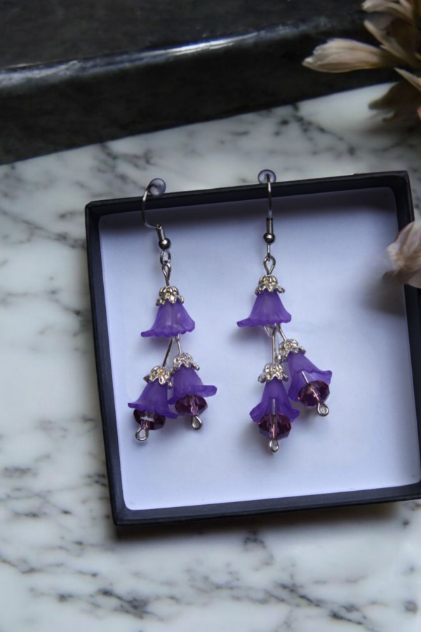 Aretes Orquídea Morada - Imagen 2