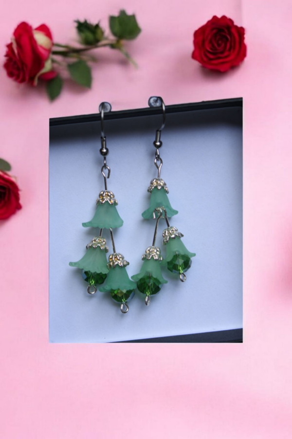 Aretes Flor Verde - Imagen 2