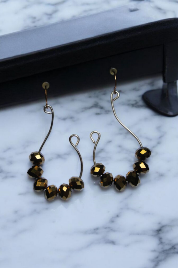 Aretes en Cristal Dorado - Imagen 2